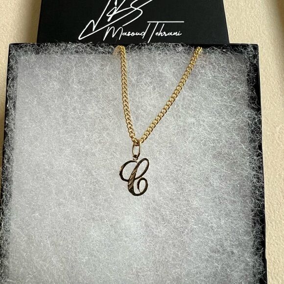 14k Real Gold Initial "C" Pendant | Charm- Real 14k Gold Letter "C" Pendant - Picture 11 of 15